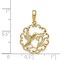14K Gold Hummingbird Flower In Frame Pendant Charm Jewelry 23 x 16 mm